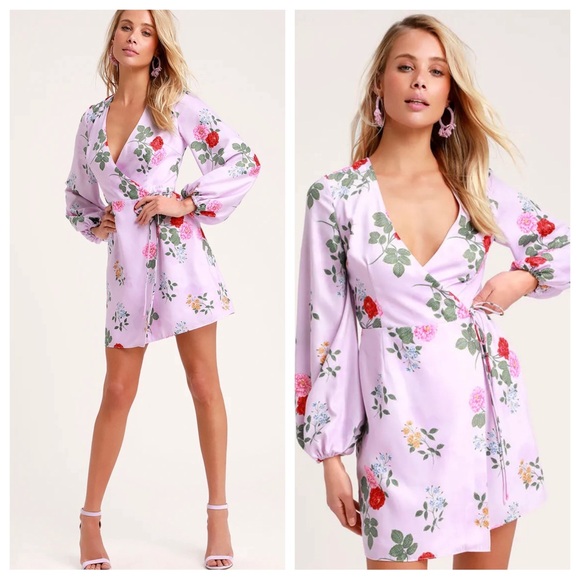 $170 NWT Keepsake Pretty One Wrap Dress Lilac Floral XS - Picture 2 of 14